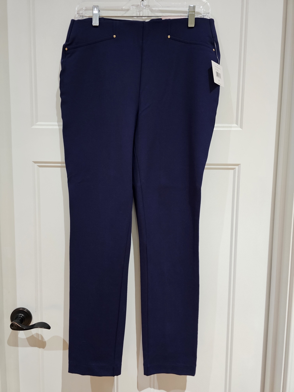 Navy Sporty Tappeted Leg Pants, NWT